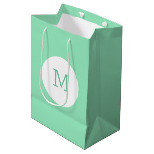 Elegant Mint Green Colour Monogram Template Modern Medium Gift Bag