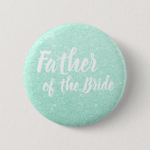 Elegant mint green glitter father of the bride 2 inch round button