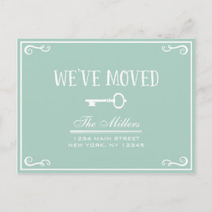 Elegant Mint Green Key Moving Announcement