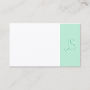 Elegant Mint Green Modern Monogram Template Trendy Business Card