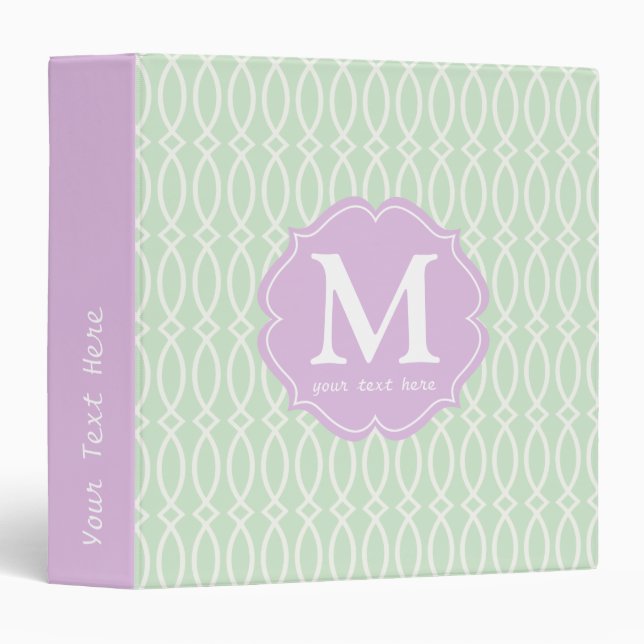 Elegant Mint Green Modern Trellis Personalized Binder (Front/Spine)