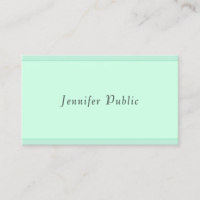 Elegant Mint Green Monogram Template Modern Script Business Card (Front)