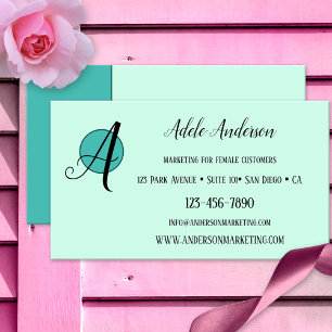 Elegant Mint Green Playful Design Business Card