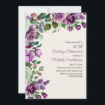 Elegant Mint Green Purple Floral 40th Birthday Invitation<br><div class="desc">Celebrate turning forty in style with this elegant 40th birthday invitation featuring a border of watercolor roses, lilacs, and lush greenery in shades of purple and green. The timeless floral artwork and graceful script make it the perfect choice for a sophisticated milestone party. A beautiful way to gather family and...</div>