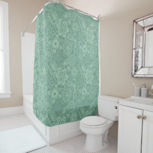 Elegant Mint-Green Tones Retro Floral Lace