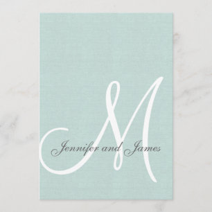 Elegant Mint Green Wedding Invitations Initial