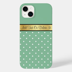 Elegant Mint Green & White Polka Dots Gold Ribbon Case-Mate iPhone 14 Plus Case
