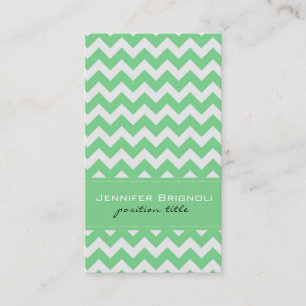 Elegant Mint-Green & White Retro Chevron Pattern Business Card