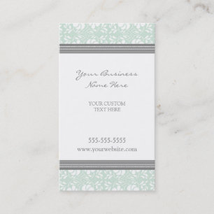 Elegant Mint Grey Damask Business Cards