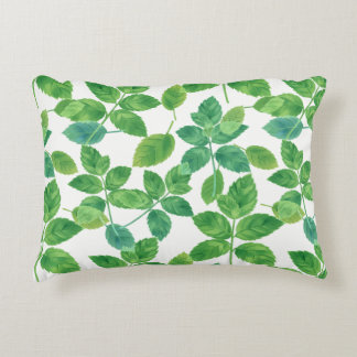 Elegant Mint Leaves Watercolor Botanical Design Accent Pillow