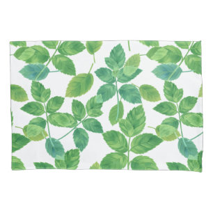 Elegant Mint Leaves Watercolor Botanical Design Pillowcase