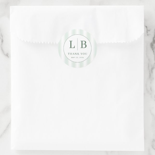 Elegant Mint Minimalist Emblem Classic Round Sticker (Bag)