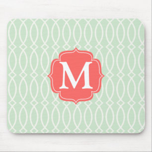 Elegant Mint Modern Trellis Personalized Mouse Pad
