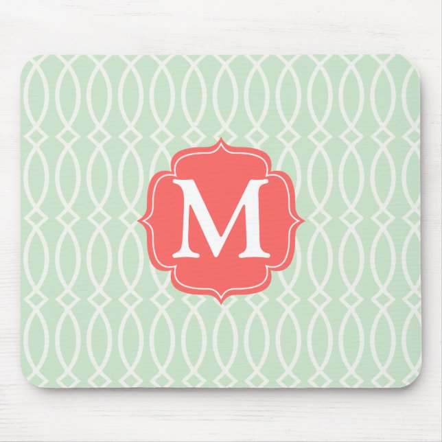 Elegant Mint Modern Trellis Personalized Mouse Pad (Front)