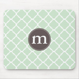 Elegant Mint Moroccan Quatrefoil Personalized Mouse Pad