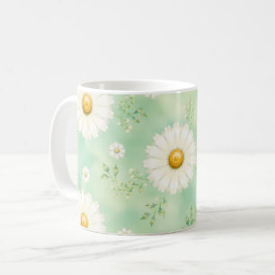 Elegant Mint Watercolor Daisy Coffee Mug