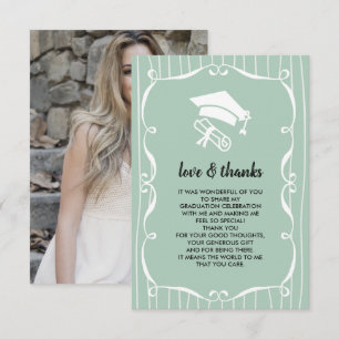 Elegant Mint White Graduation Thank You Photo Card