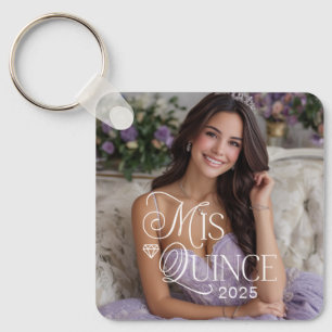 Elegant Mis Quince Quinceañera Photo Keychain