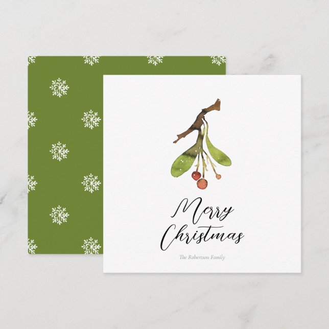 Elegant Mistletoe Christmas Card (Front/Back)