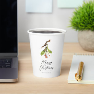 Elegant Mistletoe Christmas Paper Cups