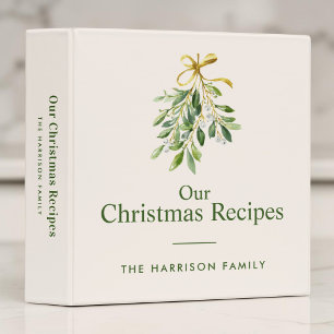 Elegant Mistletoe Family Christmas Recipe Binder