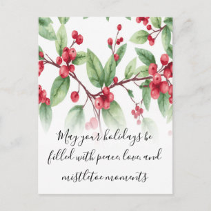 Elegant Mistletoe Holiday Greeting Postcard