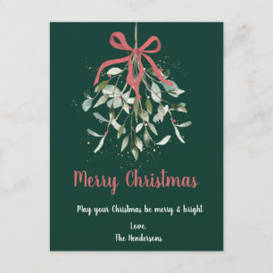 Elegant Mistletoe Merry Christmas Postcard