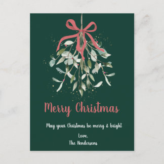 Elegant Mistletoe Merry Christmas Postcard