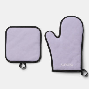 Elegant Misty Lilac Personalized Name -  Oven Mitt & Pot Holder Set
