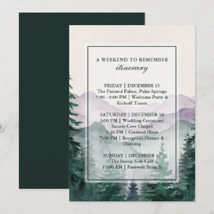 Elegant Misty Mountain Forest Itinerary Card