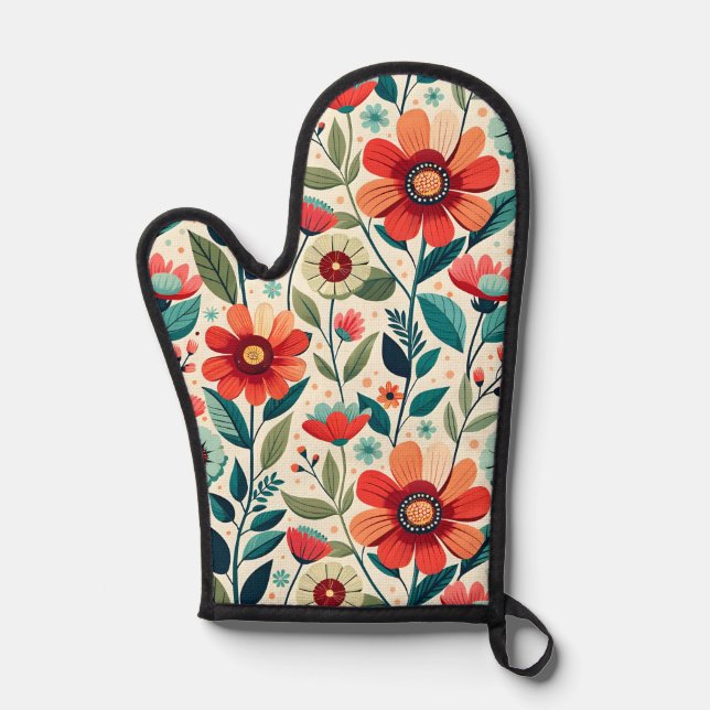 Élégant Mitt au four floral à l'IA pour les chefs (Recto)