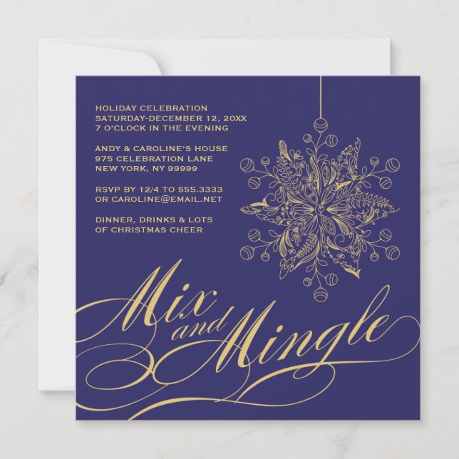 Elegant Mix & Mingle Holiday Party Invitation (Front)