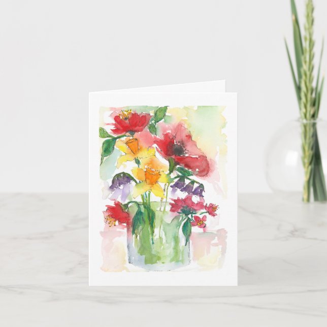 Elegant Mixed Flowers Bouquet | Happy Birthday | Holiday Card (Front)