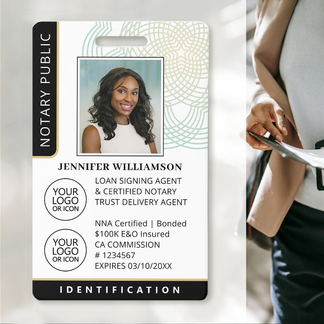Elegant Mobile Notary Public Photo ID Badge Black (Creator Uploaded)