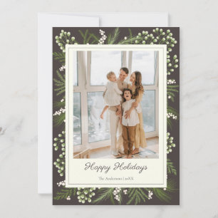 Elegant Mocha Botanical   Mocha Holiday Greeting Card