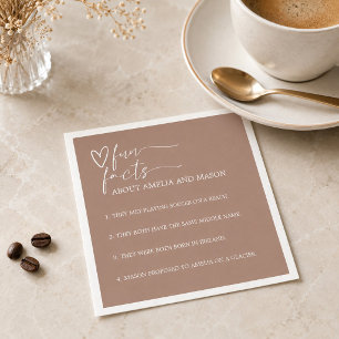 Elegant Mocha Brown Fun Facts Wedding Napkin