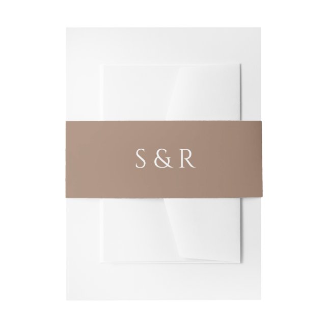 Elegant Mocha Monogram Invitation Belly Band (Front Example)