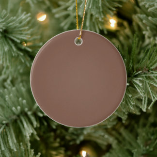 Elegant Mocha Mousse Brown Solid Christmas  Ceramic Ornament