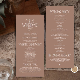 Elegant Mocha Mousse Typography Wedding Program