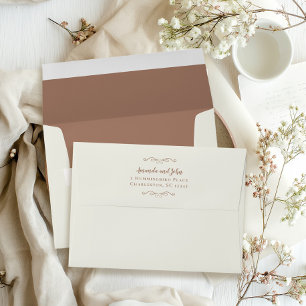 Elegant Mocha Script 5x7 Return Address Wedding Envelope