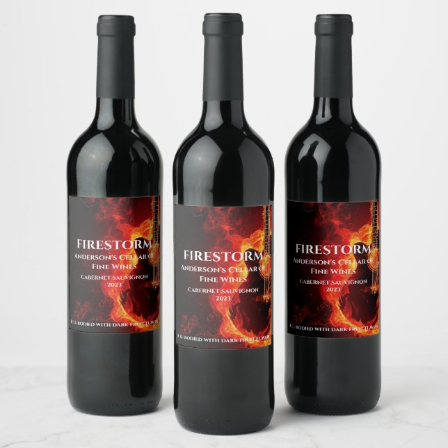 Elegant Mockup Guitar on Fire Custom Wine Labels (Bottles)