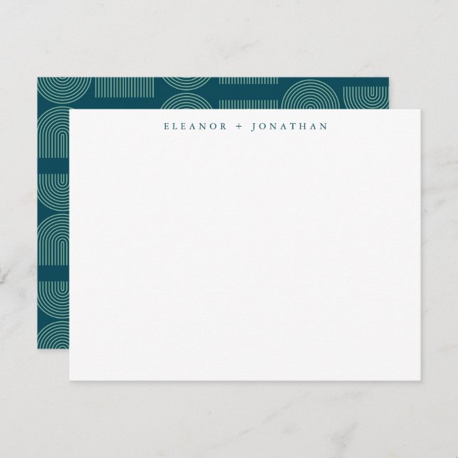 Elegant Mod Arch Lines Teal Blue Personalized Name Card (Front/Back)
