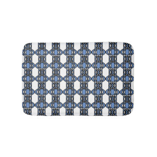 Elegant Mod Blue Abstract Scarab Pattern Bath Mat