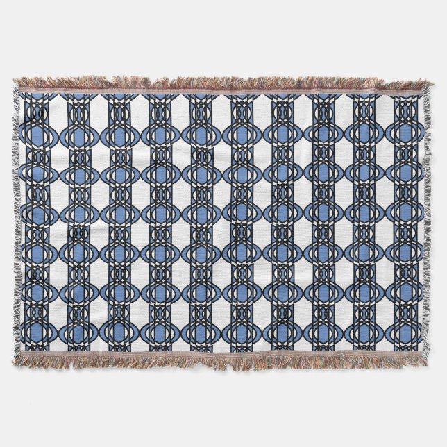 Elegant Mod Blue Abstract Scarab Pattern Throw Blanket (Front)