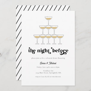 Elegant Mod Champagne Rehearsal Dinner Invitation