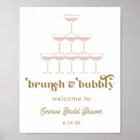Elegant Mod Champagne Retro Bridal Shower Welcome 