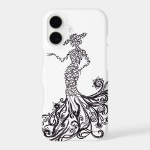 Élégant Mode Dame Silhouette Ligne Art iPhone Coqu