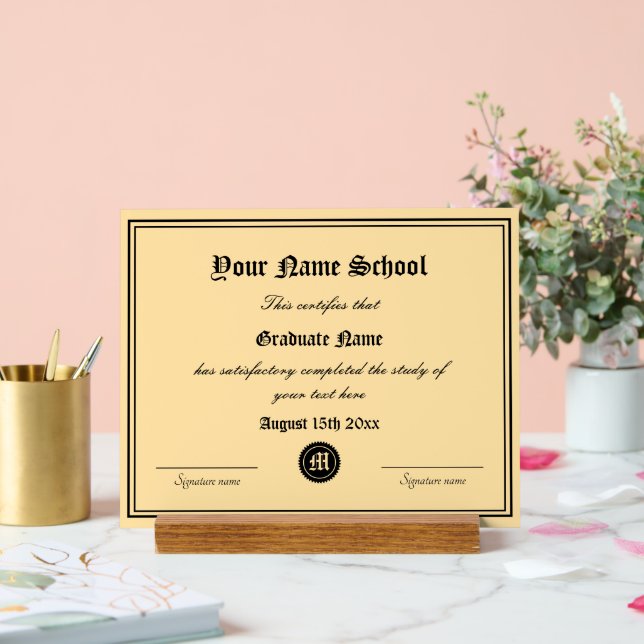 Élégant modèle de certificat du secondaire (Mariage)