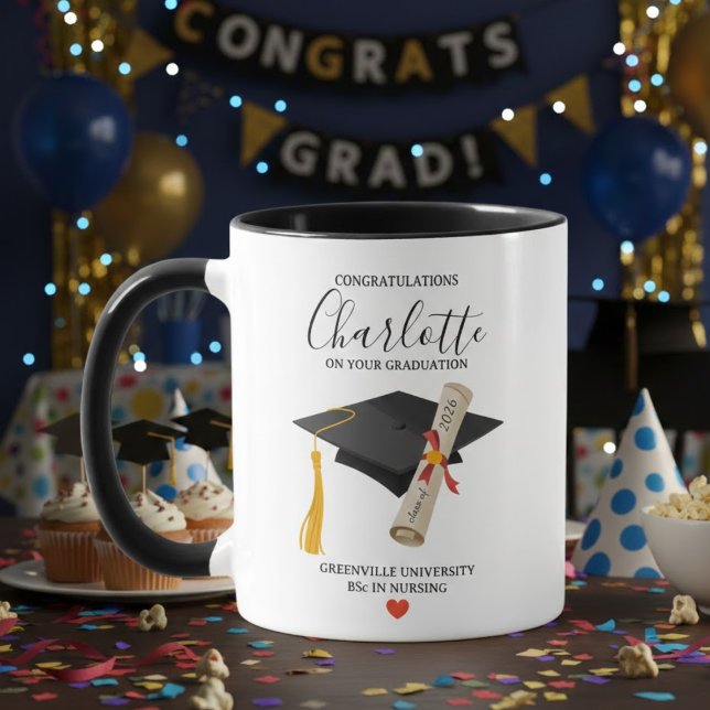Élégant modèle de mug avec nom de diplômé pour la  (Créateur téléchargé)
