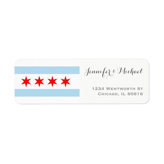 Élégant Modèle du drapeau de Chicago | Rouge bleu  (Devant)